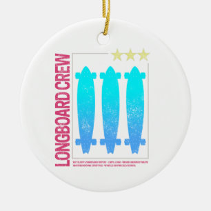 Longboard Retro Skateboard Vintage Skater Design Ceramic Ornament