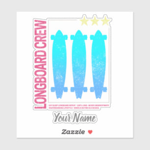Longboard Retro Skateboard Vintage Skater Design Sticker