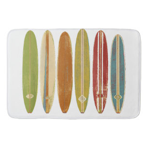 Longboard Surfboards Vintage Retro Style Surfing Bath Mat