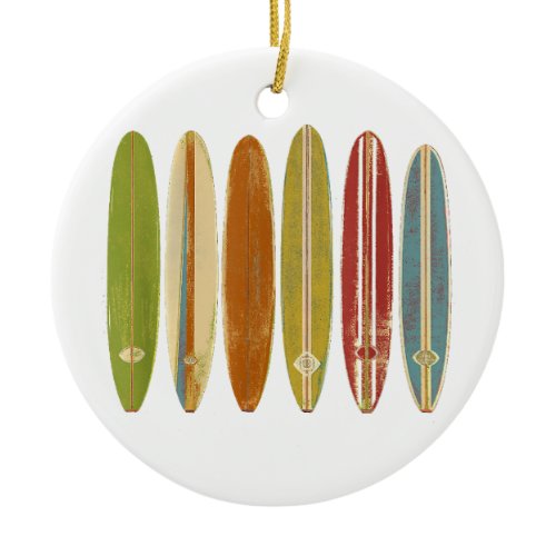 Longboard Surfboards Vintage Retro Style Surfing Ceramic Ornament