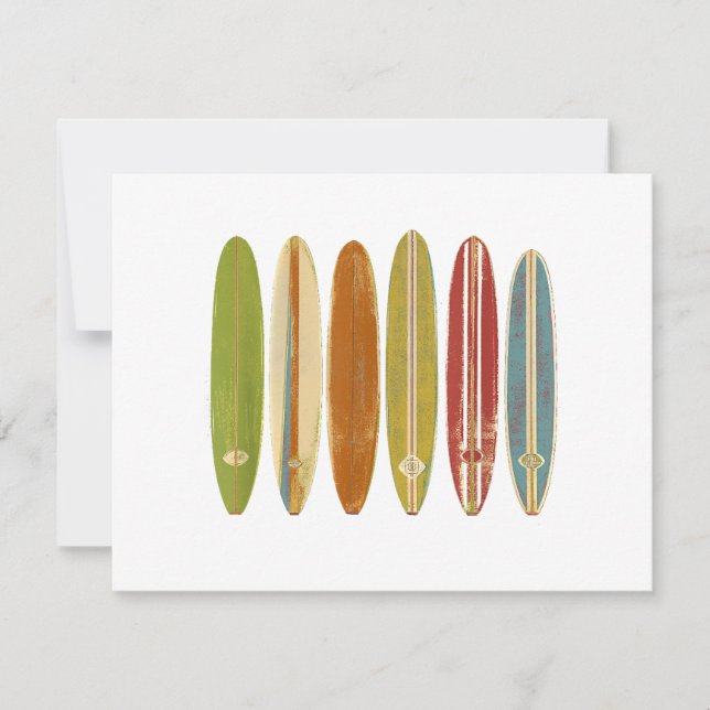 Longboard Surfboards Vintage Retro Style Surfing Holiday Card (Front)