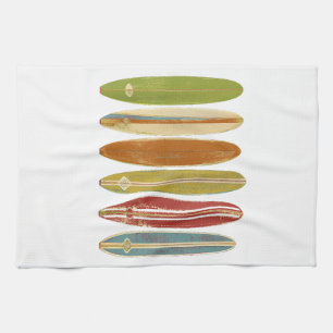 Longboard Surfboards Vintage Retro Style Surfing Kitchen Towel