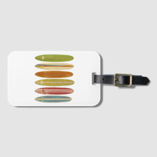 Longboard Surfboards Vintage Retro Style Surfing Luggage Tag