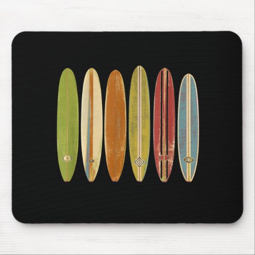 Longboard Surfboards Vintage Retro Style Surfing Mouse Pad