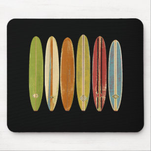 Longboard Surfboards Vintage Retro Style Surfing Mouse Pad
