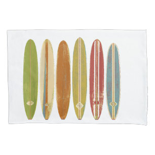 Longboard Surfboards Vintage Retro Style Surfing Pillow Case