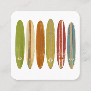 Longboard Surfboards Vintage Retro Style Surfing Square Business Card
