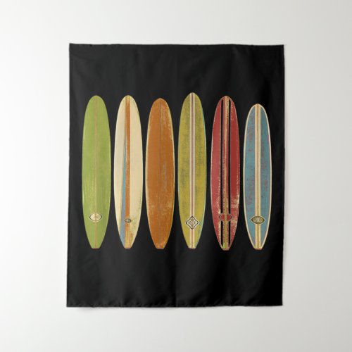 Longboard Surfboards Vintage Retro Style Surfing Tapestry