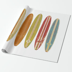 Longboard Surfboards Vintage Retro Style Surfing Wrapping Paper