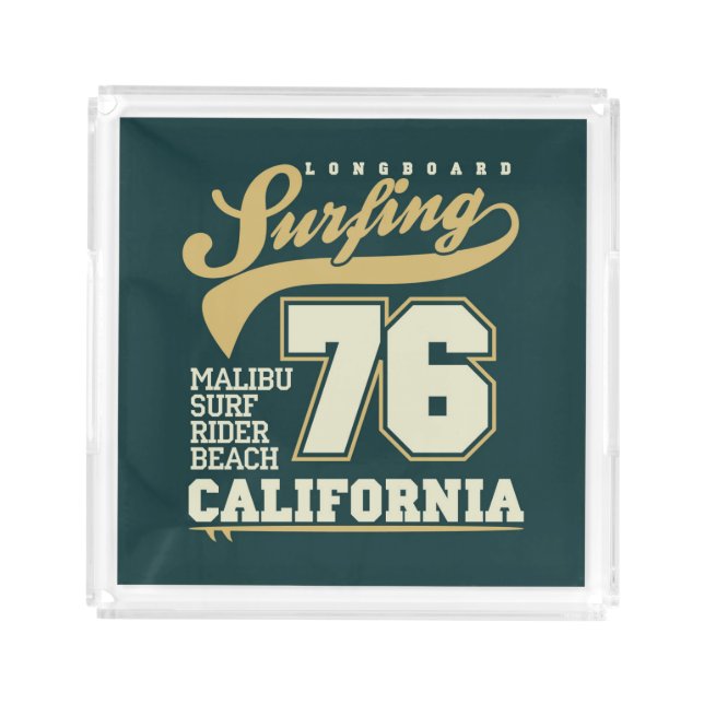 Longboard Surfing | California 76 Acrylic Tray (Front)
