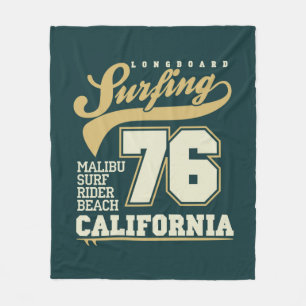 Longboard Surfing   California 76 Fleece Blanket