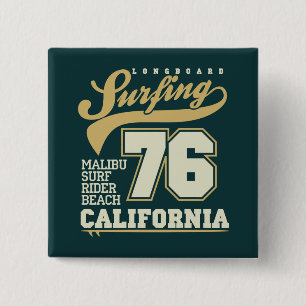 Longboard Surfing   California 76 Pinback Button