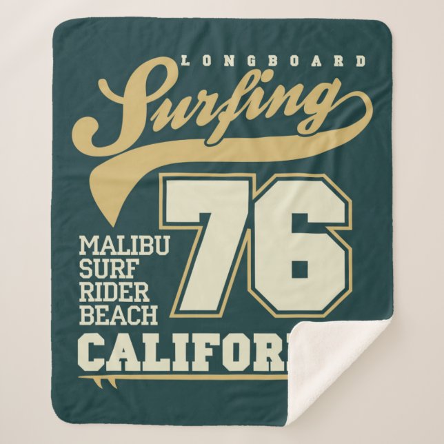 Longboard Surfing | California 76 Sherpa Blanket (Front)