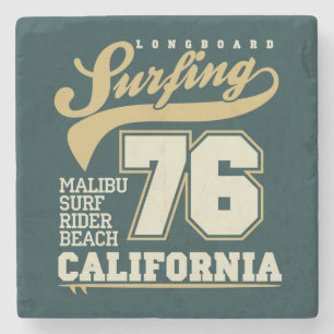Longboard Surfing   California 76 Stone Coaster