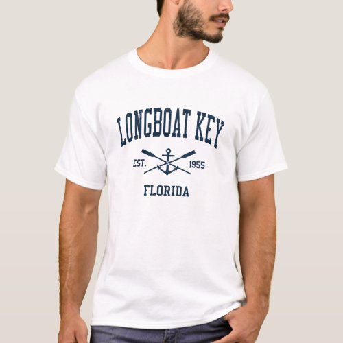 Longboat Key FL Vintage Navy Crossed Oars  Anchor T_Shirt