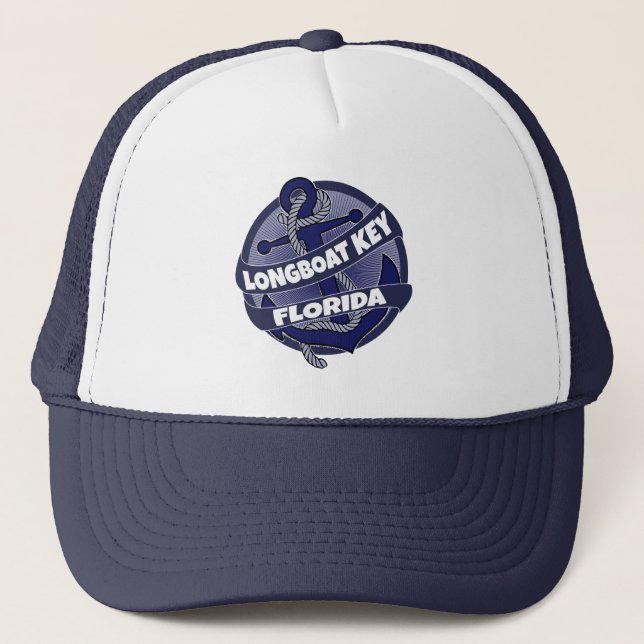 Longboat Key Florida anchor swirl trucker hat (Front)