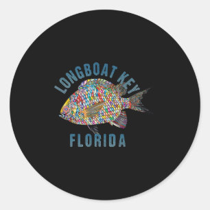Longboat Key, Florida Beach Design _ Souvenir Illu Classic Round Sticker