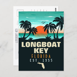 Longboat Key Florida Retro Sunset Souvenirs 60s Postcard