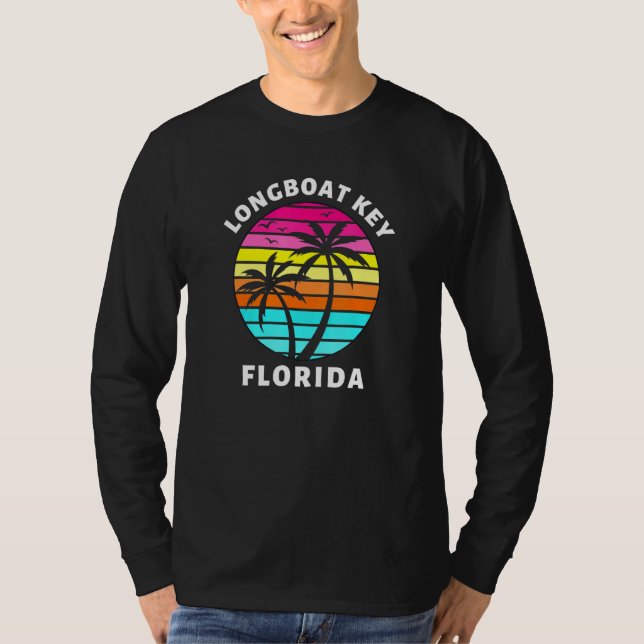 Longboat Key Florida Sunset Palm Trees Family Vaca T-Shirt (Front)