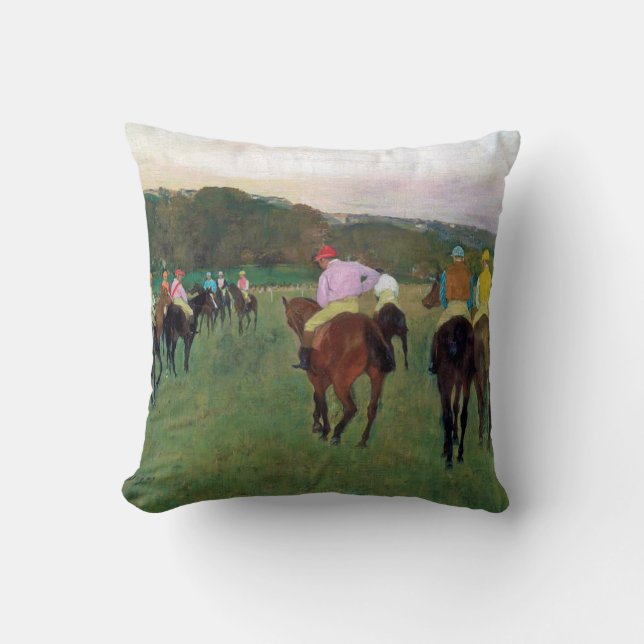 Longchamp Race Horse, Edgar Degas Throw Pillow (Front)