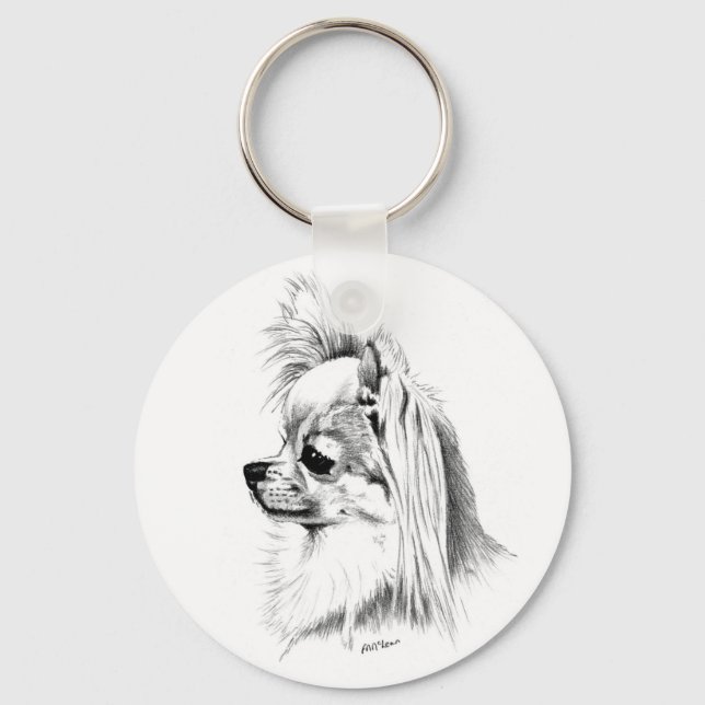 Longcoat chihuahua keychain (Front)