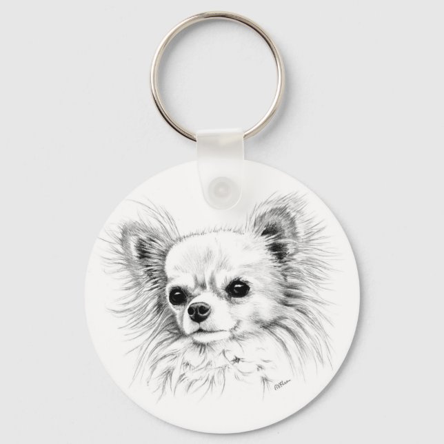 Longcoat chihuahua keychain (Front)