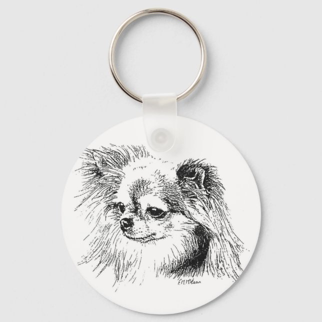 Longcoat chihuahua keychain (Front)
