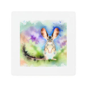 Longeared Jerboa 200824AREF110 - Watercolor Metal Print