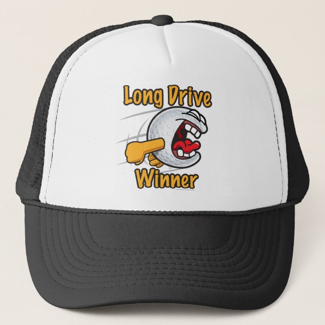 Longest Drive Winner Hole Prize Golf Tournament Trucker Hat (Front)