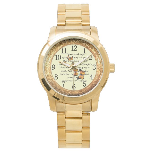 Longfellow ~ Monarch Butterflies ~ Golden Ring ~ Watch (Front)