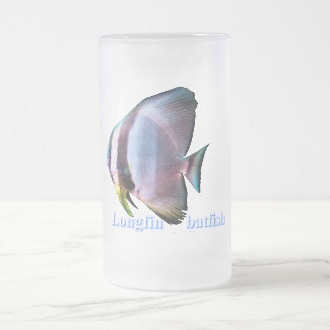 Longfin batfish cut-out frosted glass beer mug (Center)