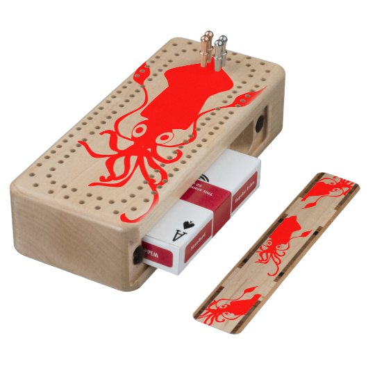 Longfin Inshore Squid Cribbage Board (Angled)