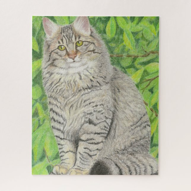 Longhair Tabby Cat Jigsaw Puzzle (Vertical)