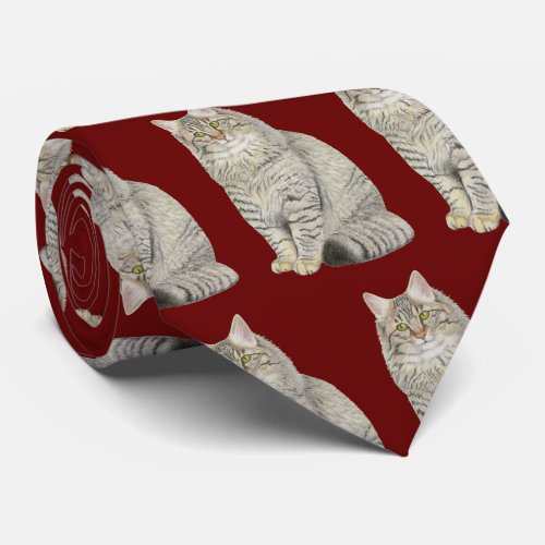 Longhair Tabby Cat Neck Tie