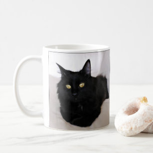 Longhaired Black Cat Relaxing on the Couch Coffee Mug