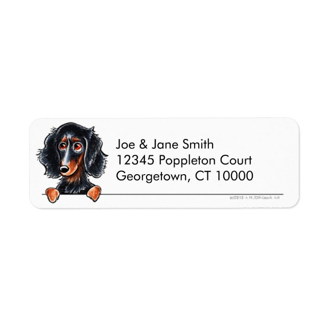 Longhaired Black Tan Dachshund Clean n Simple Label (Front)