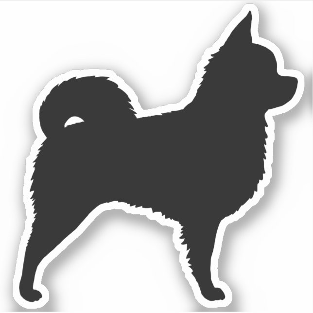 Longhaired Chihuahua Cute Dog Breed Silhouette Sticker (Front)