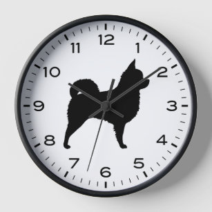 Longhaired Chihuahua Dog Silhouette Clock