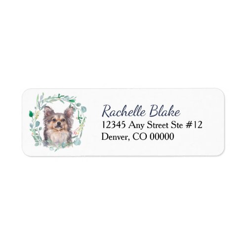 Longhaired Chihuahua Dog Wreath Return Address Label