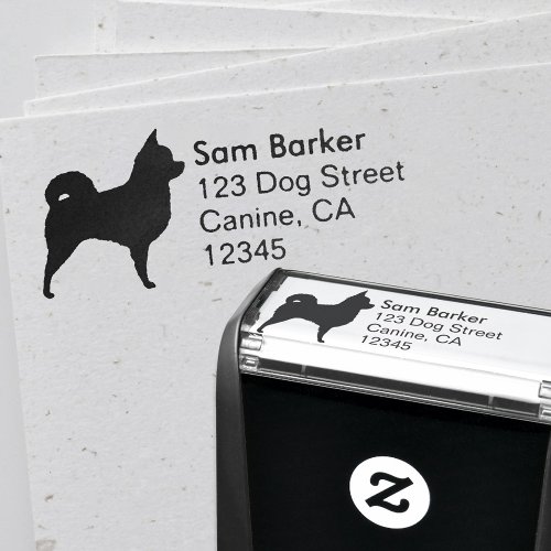 Longhaired Chihuahua Silhouette Return Address Self_inking Stamp