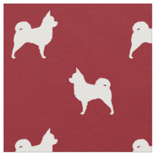 Longhaired Chihuahua Silhouettes Red and White Fabric