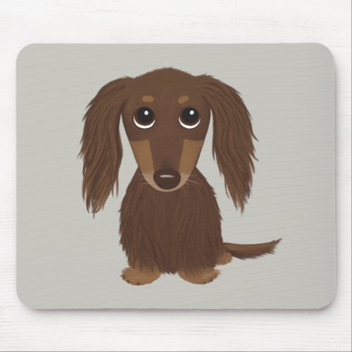 Longhaired Chocolate Brown Dachshund Mouse Pad