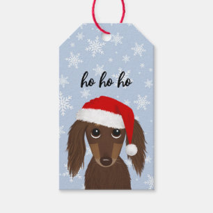 Longhaired Chocolate Dachshund Cute Dog Christmas Gift Tags