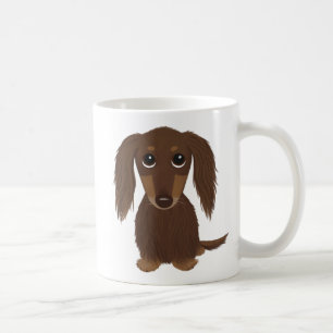 Longhaired Chocolate Dachshund   Cute Wiener Dog Coffee Mug