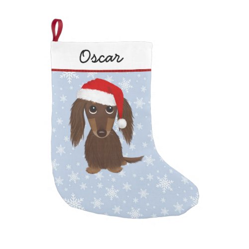 Longhaired Chocolate Dachshund Cute Wiener Dog Small Christmas Stocking