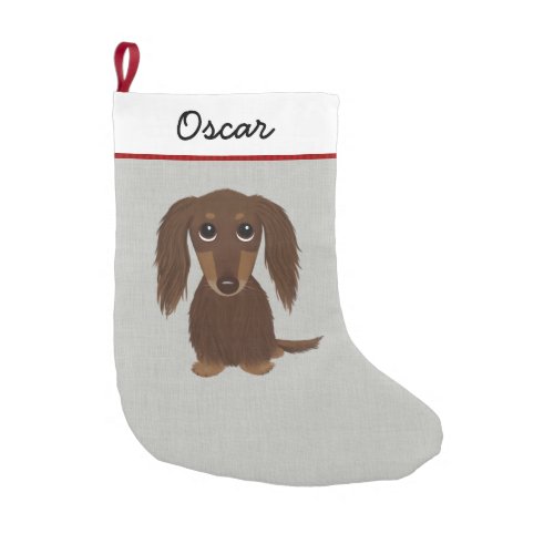 Longhaired Chocolate Dachshund Long Haired Wiener Small Christmas Stocking