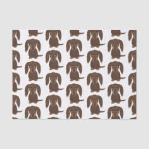 Longhaired Chocolate Dachshund Pattern Cute Dogs Tissue Paper