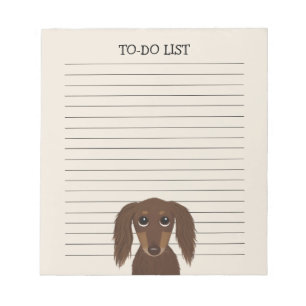 Longhaired Chocolate Dachshund   Wiener Dog Lined Notepad