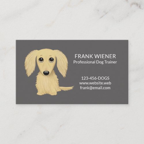Longhaired Cream Blonde Dachshund  Wiener Dog Business Card