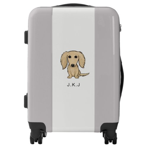 Longhaired Cream Dachshund  Cartoon Wiener Dog Luggage